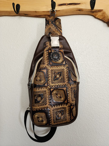 Western Sling Bag- Brown Aztec