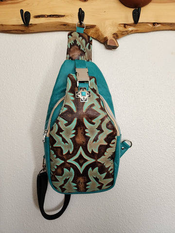 Western Sling Bag- Turquoise Laredo