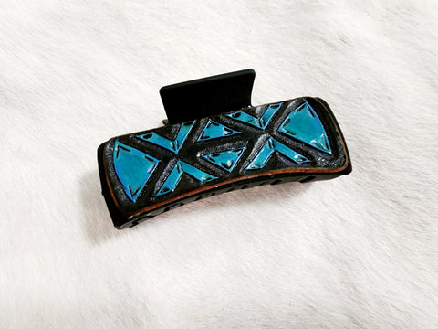 Large Hair Clip - #04 Black and Teal