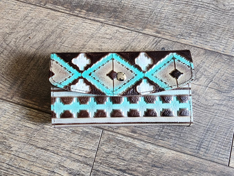 Tri Fold Wallet - Mint Navajo #17