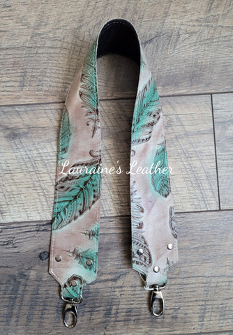 #43 Purse Strap -Turquoise Feather
