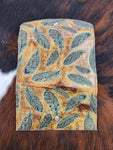 Tri Fold Wallet - Mini Turquoise Feather #07