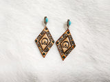 Leather Tooled Earrings - #02 horse print