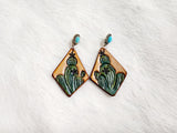 Leather Tooled Earrings - #06 Cactus