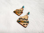 Leather Tooled Earrings - #03 Cow Tag