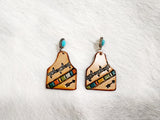 Leather Tooled Earrings - #03 Cow Tag