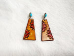 Leather Tooled Earrings - #04 Red Sunfower