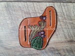 Slanted Pancake Style Pocket Knife Sheath - Purple Barrel Cactus